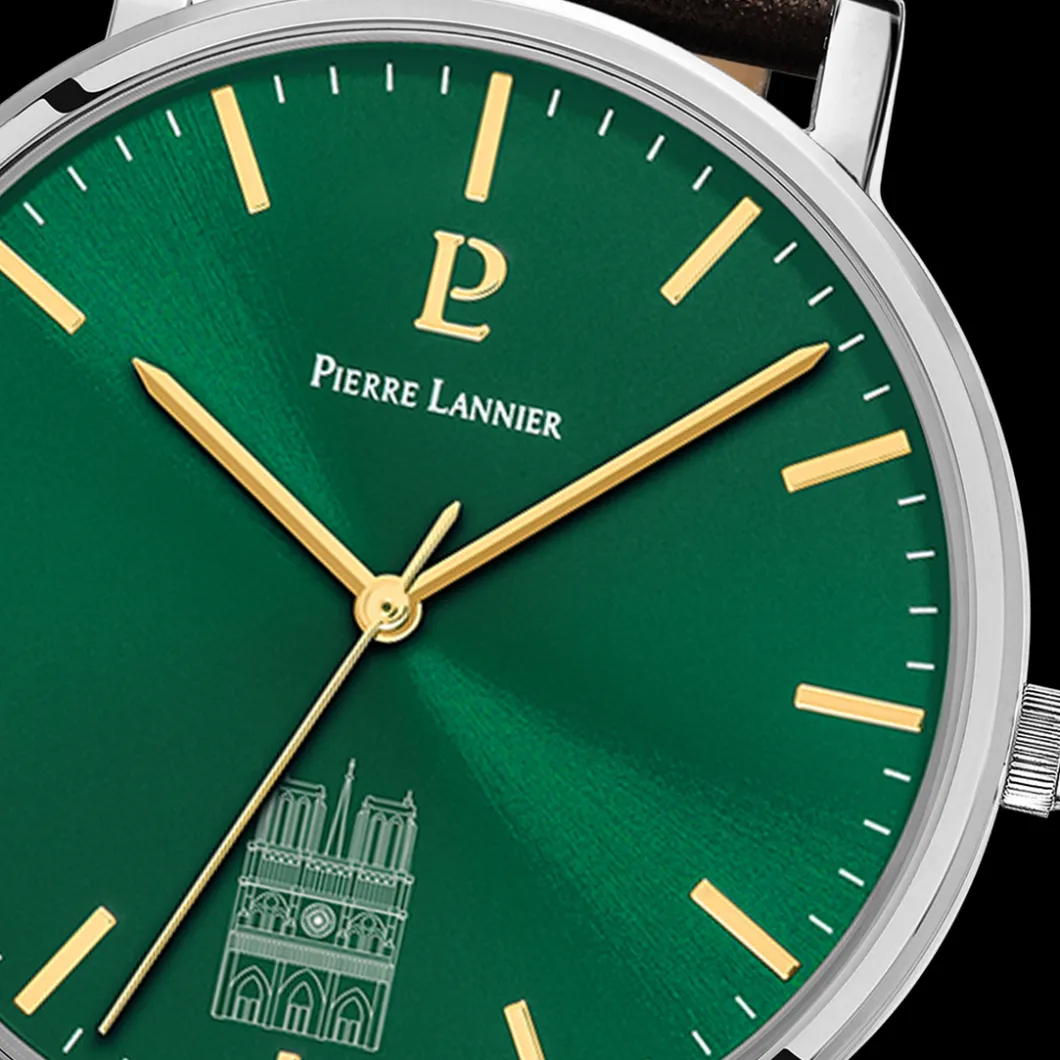 Pierre Lannier Montre Cuir<Montre Homme Coeur Battant - 298D174 Bracelet Cuir Brun