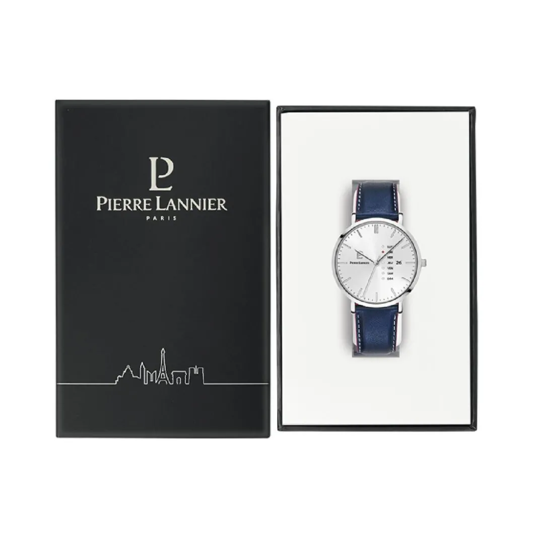 Pierre Lannier Montre Fabriquée En France|Montre Cuir<Montre Homme Data - 242D126 Bracelet Cuir Bleu