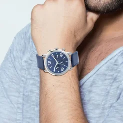So Charm Montres Montre Cuir<Montre homme quartz acier et cuir bleu MH289 par Pascal Szerman