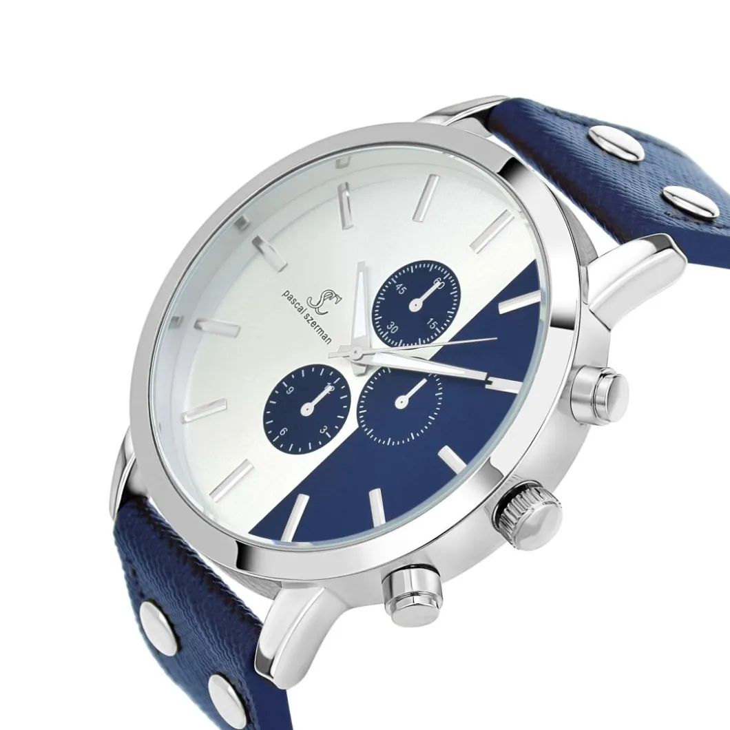 So Charm Montres Montre Cuir<Montre homme quartz bleu MH259 par Pascal Szerman