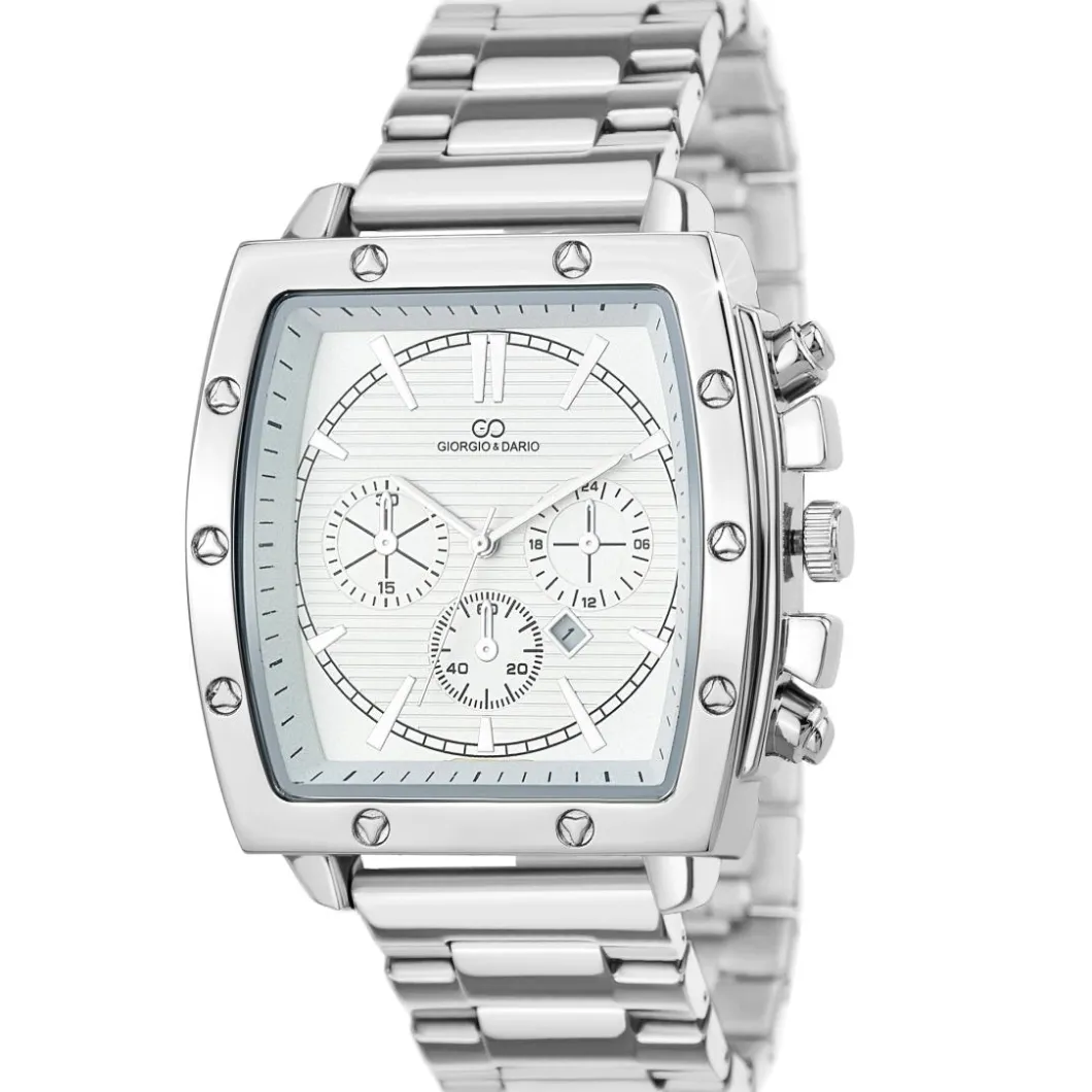 So Charm Montres Montre Acier<Montre homme quartz carrée acier et fond blanc