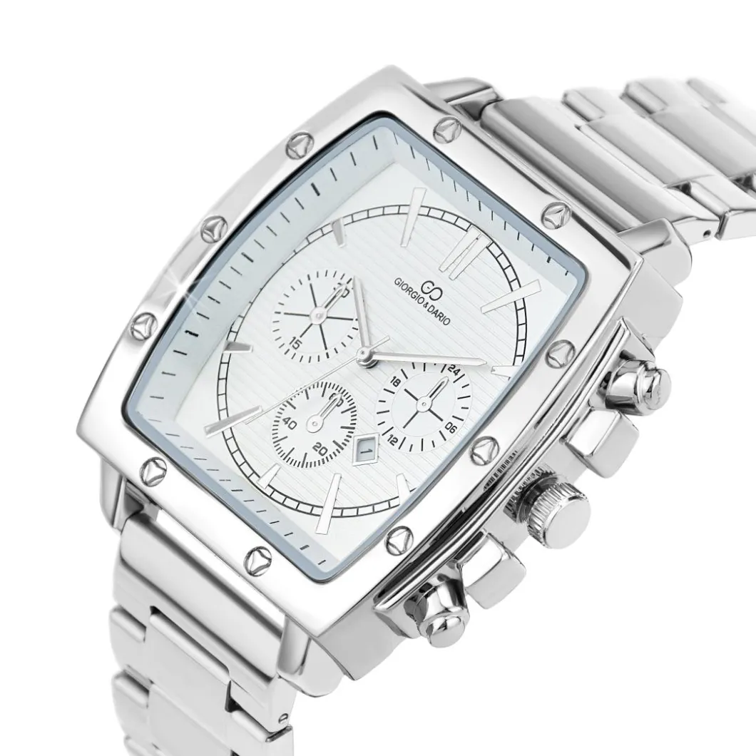 So Charm Montres Montre Acier<Montre homme quartz carrée acier et fond blanc