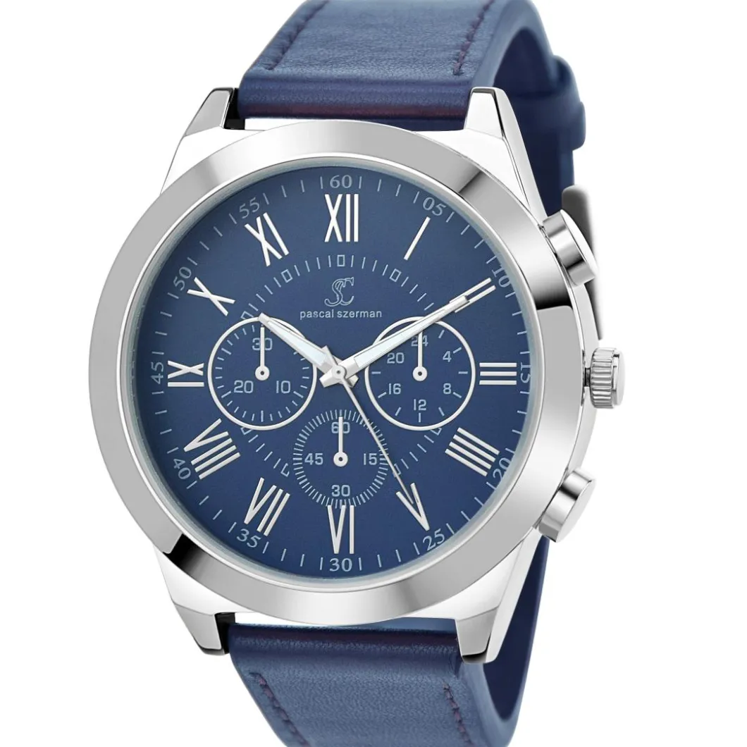 So Charm Montres Montre Cuir<Montre homme quartz MH306 bleu par Pascal Szerman