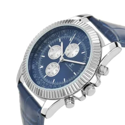 So Charm Montres Montre Cuir<Montre homme quartz MH311-BLEU par Pascal Szerman acier et cuir bleu