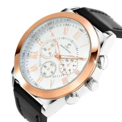 So Charm Montres Montre Cuir<Montre homme quartz par Pascal Szerman dorée rose fond blanc