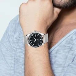 So Charm Montres Montre Acier<Montre homme quartz ronde acier et fond noir