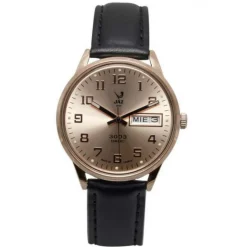 Jaz Montre Cuir<Montre 3003 Datic JZ112/5 - Montre Noire Cuir Dateur Homme