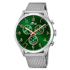 Lotus Montre Acier<Montre CHRONO 18637-2 - Chrono Bracelet Milanais Cadran Vert Montres