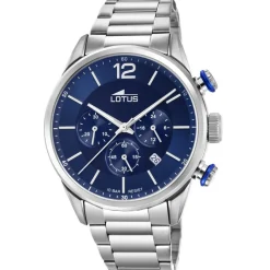 Lotus Montre Acier<Montre L18688-1 - CHRONO Dateur,Chronographe Acier Argenté Cadran Bleu Homme