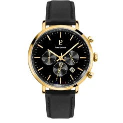 Pierre Lannier Montre Cuir<Montre Baron Doré Cuir Noir Homme