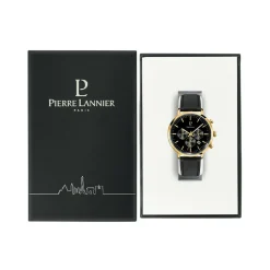 Pierre Lannier Montre Cuir<Montre Baron Doré Cuir Noir Homme