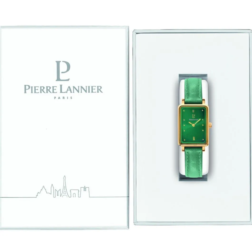 Pierre Lannier Montre Cuir<Montre Vert Rectangulaire Femme