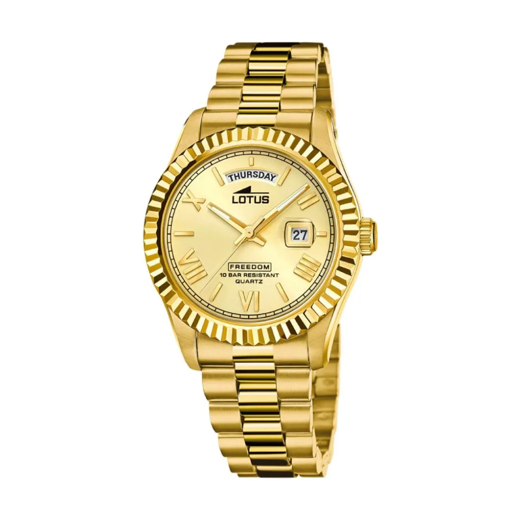 Lotus Montre Acier<Montre pour Homme FREEDOM COLLECTION L18857-1 avec bracelet en acier doré