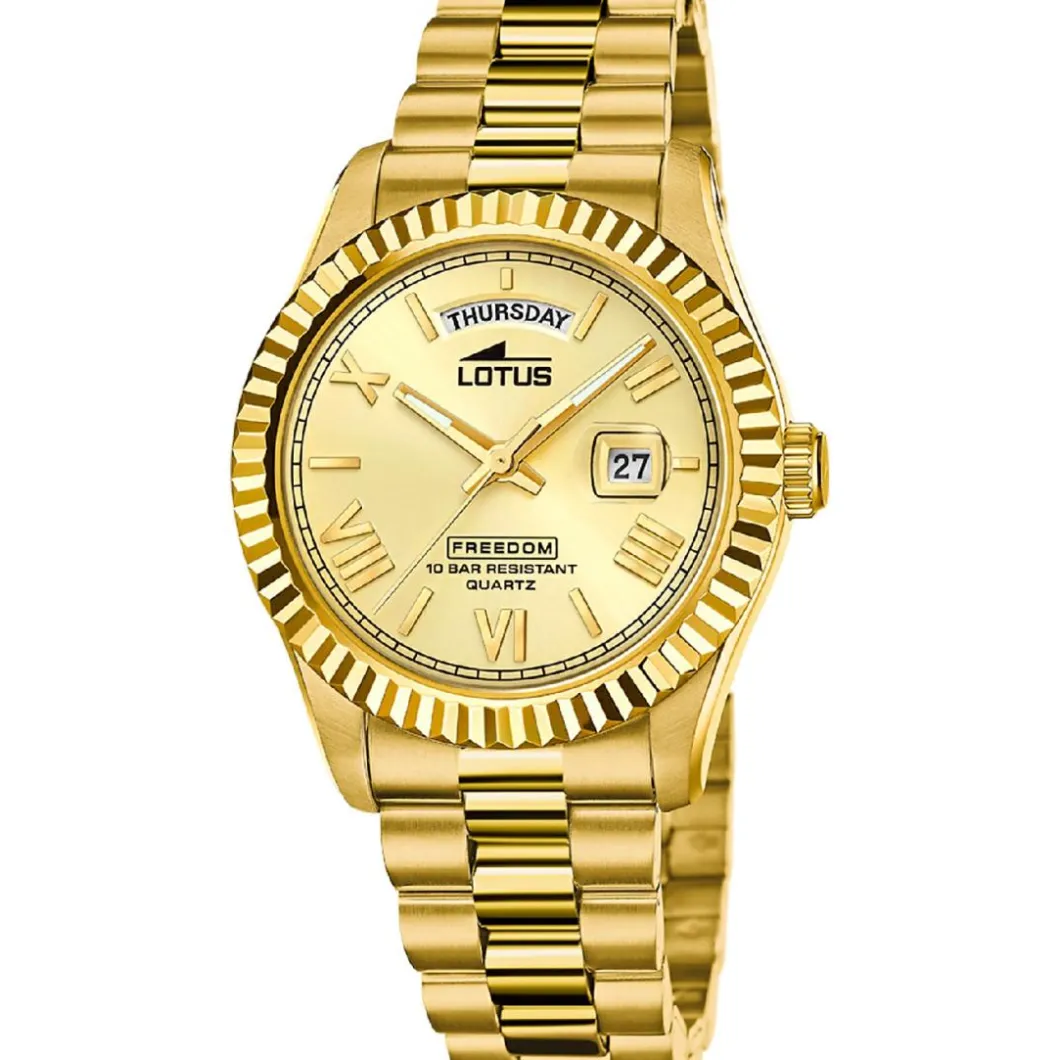 Lotus Montre Acier<Montre pour Homme FREEDOM COLLECTION L18857-1 avec bracelet en acier doré