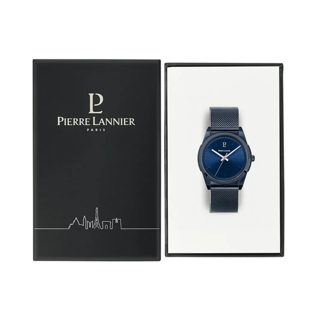 Pierre Lannier Montre Acier<Montre pour homme 214K468 avec bracelet en acier bleu