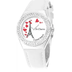 So Charm Montres Montre Cuir<Montre MF316-COEURS-TE-BLANC - Montre Femme