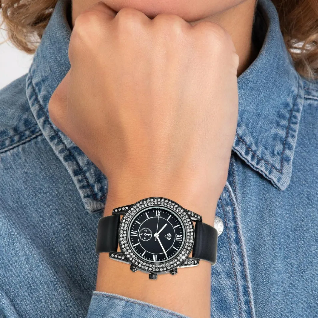 So Charm Montres Montre Cuir<Montre So Charm Noir Femme MF546-NFN Argent