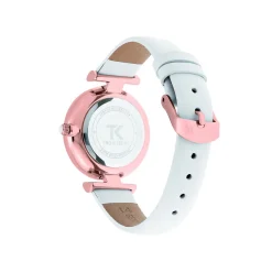 Trendy Kiss Montre Cuir<Montre TRG10122-01 - Héméra Cuir Blanc Boitier Acier Doré Rose Cadran Ciel Noir Femme