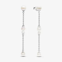 Pandora Boucles D'Oreilles<Pendantes femme en argent sterling avec perle Timeless