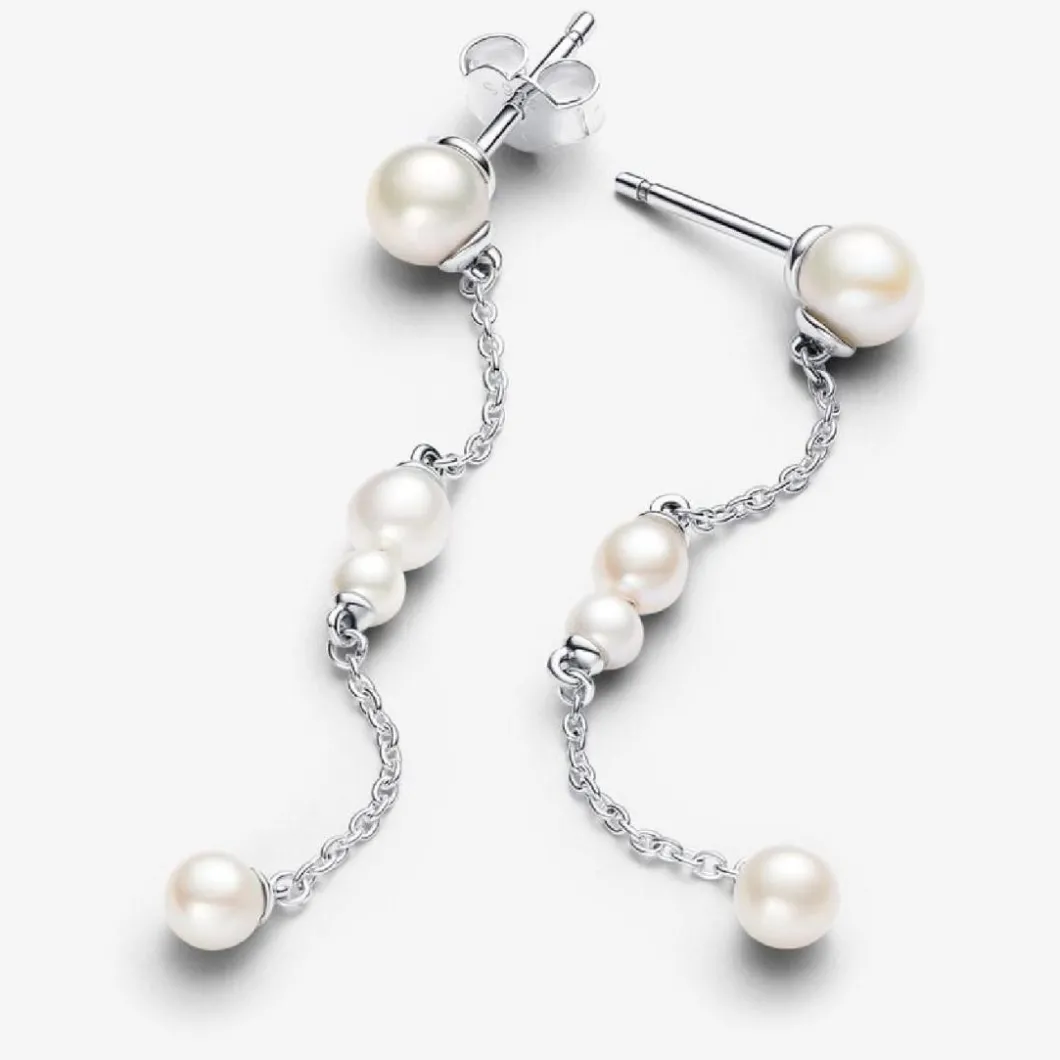 Pandora Boucles D'Oreilles<Pendantes femme en argent sterling avec perle Timeless