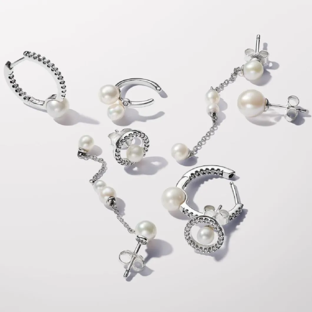 Pandora Boucles D'Oreilles<Pendantes femme en argent sterling avec perle Timeless