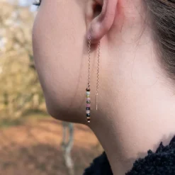 Sloya Boucles D'Oreilles<Pendantes Lumia en pierres Tourmaline Rose