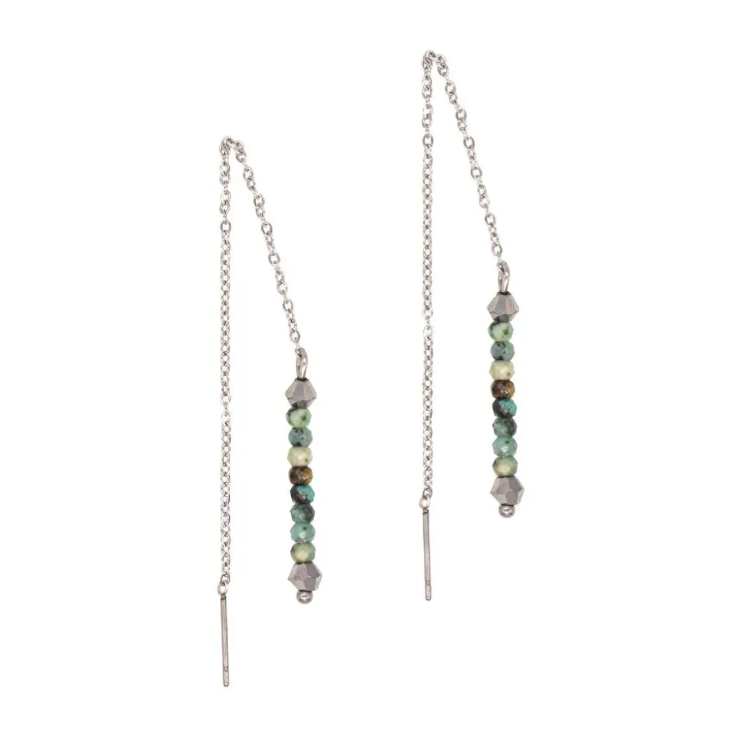 Sloya Boucles D'Oreilles<Pendantes Lumia en pierres Turquoise Africain Vert