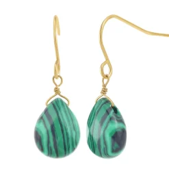 So Charm Bijoux Boucles D'Oreilles<Pendantes So Charm - B2499-MALACHITE - Boucles D'Oreilles Dorées