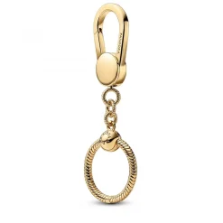 Pandora Charms<Petit Porte-Charms Pour Sac en Métal doré à l'or fin 585/1000 Moments
